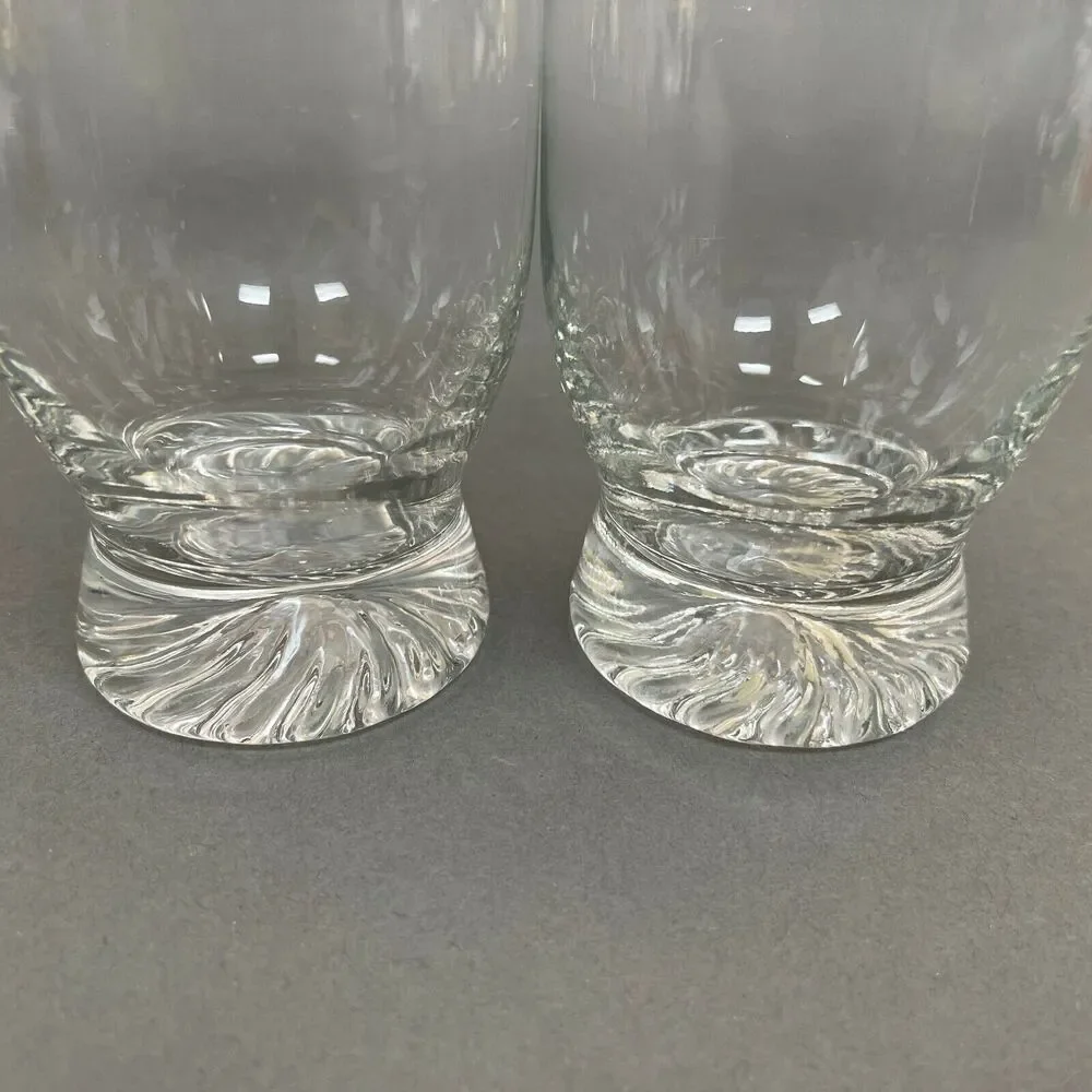 Vintage Highball Clear Glass Glasses Swirl‎ on Heavy Bottom 6 3/8